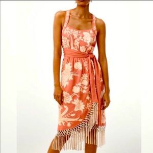 Anthropologie Lucille fringre embroidered dress